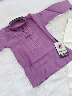 Boys Mauve Purple Kurta Pajama Set | Traditional Indian Ethnic Outfit | Ivory Pants | Wedding, Eid & Festive Wear, B-4036