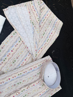 Man's Ivory Cream 2-Piece Kurta Pajama Set , Premium Rayon with Embroidery and Sequin Detailing, KP-4001