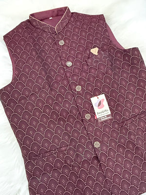 Men’s Elegant Jacket – Premium Festive & Wedding Waistcoat, Self Woven Silk Indian Sadri, Stylish Ethnic Jacket, J-2083