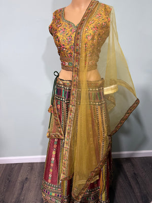 Colorful Yellow Heavy Embroidery & Sequins Lehenga Choli 3 Pieces Ethnic Wear for Girls, Design LHG - 1875