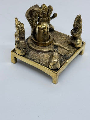 Brass Shiva Lingam with Nandi & Deities | 2.0" Handcrafted Pooja Idol | Traditional Shivling Murti for Home & Office: SPM - 3043
