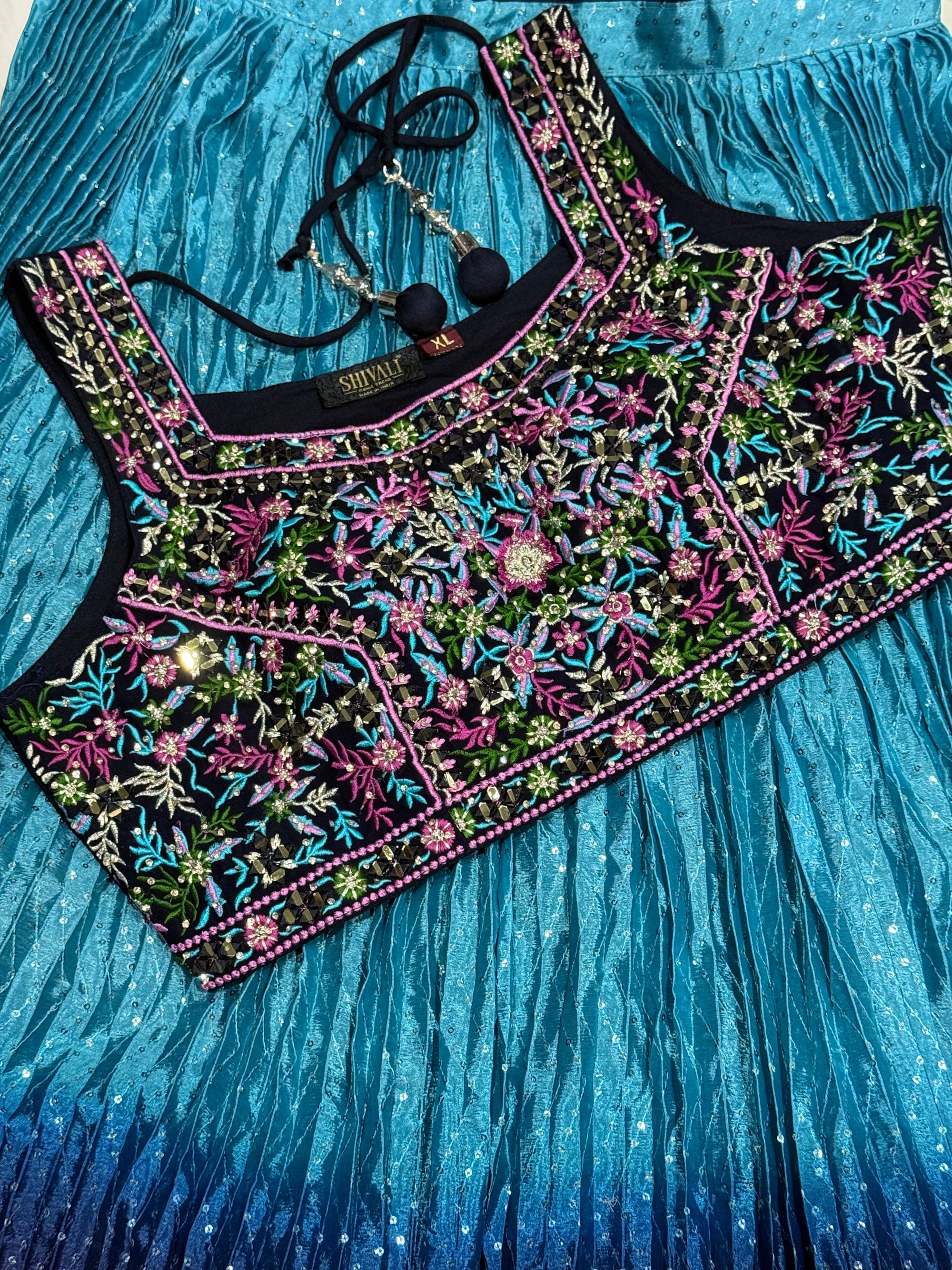 Beutiful Blue Heavy Embroidery & Sequins Lehenga Choli 3 Pieces Ethnic Wear for Girls, Design LHG - 1877