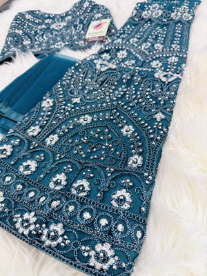 Blue Shade Stone Studded Lehenga Choli for Girls – Indian Traditional Festive, Wedding & Celebration Wear, Design GRL - 1999