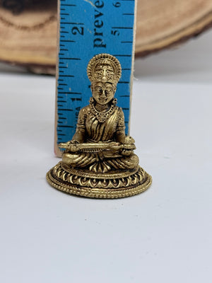 1.5" Brass Maa Annapurna Idol | Handcrafted Miniature Murti of Goddess Annapoorna Devi.  GS8 -3045