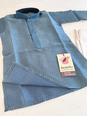 Blue Shade Boy's Cotton Silk Self Design Kurta Pajama - Design BOY-2003