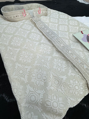 Pastel Green Jacquard Silk Kurta Pajama Set for Men – Self Design Ethnic Party Wear, Wedding & Festive Traditional Outfit, KPS-2079