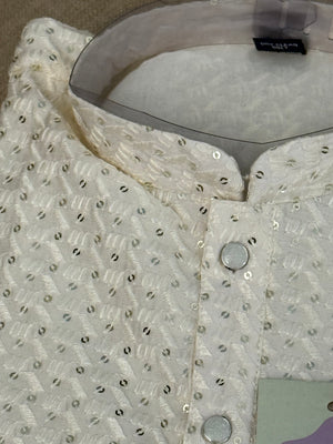 Pre-Teen and Teen Boy's Chikankari Embroidered Kurta Pajama with Sequins  - BOY-1907
