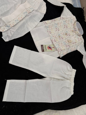 White Shade 4 Piece Boy's Cotton  Silk Ethnic Kurta with  Embroidery Jacket, Dhoti and Pajama- Design B-2020