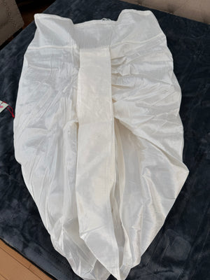 Men’s Ready-to-Wear Silk Blend Dhoti – Off-White Traditional Indian Dhoti, Plain or Gold Border, Wedding & Pooja Wear, KP - 301