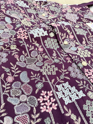Stylish Men’s 3-Piece Plum Purple Shade Kurta Pajama with Embroidered Sequins Jacket, Silk Ethnic Wear for Wedding & Festive, KPJ-4052