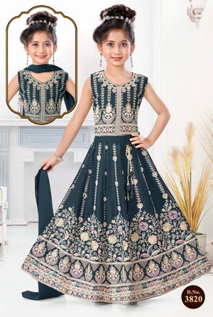 Navy Shade Embroidered with Sequins Lehenga Choli for Girls – Indian Traditional Festive, Wedding & Celebration Wear, Design GRL - 1988