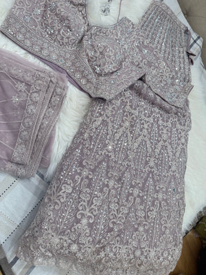Pastel Purple Lehenga Choli for Women, Lavender Embroidered Indian Wedding Outfit, Sequin Mirror Work Lehenga with Dupatta, LHG-4016
