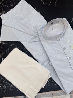 Men's and Boys' Soft Cotton Silk Kurta Pajama Set - Sky Blue Indian Festive Wear, Matching Traditional Outfit, DM-3021
