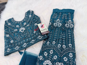 Blue Shade Stone Studded Lehenga Choli for Girls – Indian Traditional Festive, Wedding & Celebration Wear, Design GRL - 1999