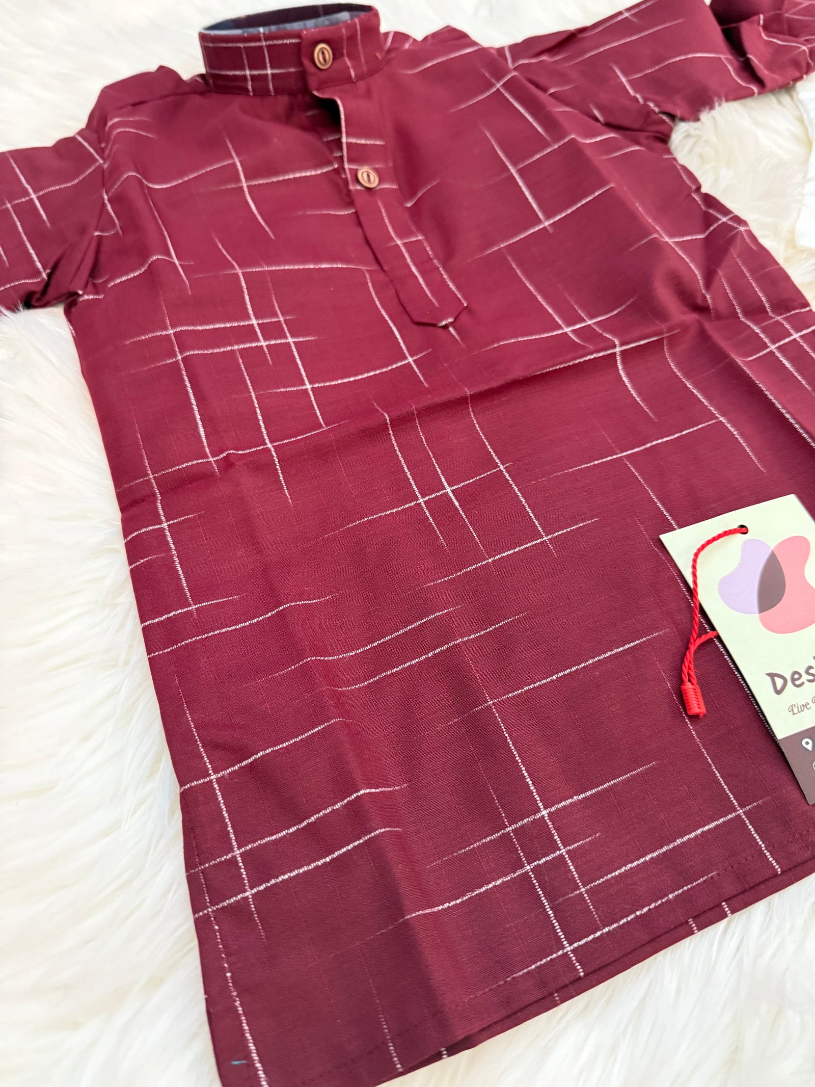 Simply Elegant Boy's Cotton Kurta Pajama Set in Maroon Shade- BOY-1954