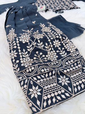 Zari and Sequins Lehenga Choli with Stylish long Sleeves for Girls –Traditional Festive Wear, Design GRL - 1984