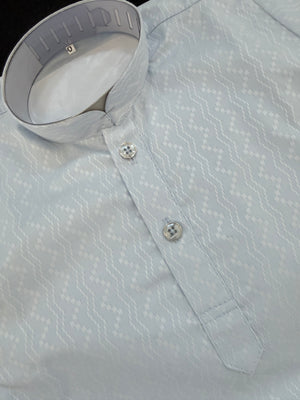 Men's and Boys' Soft Cotton Silk Kurta Pajama Set - Sky Blue Indian Festive Wear, Matching Traditional Outfit, DM-3021