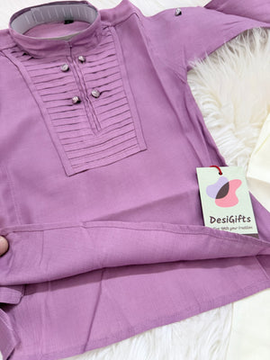 Boys Mauve Purple Kurta Pajama Set | Traditional Indian Ethnic Outfit | Ivory Pants | Wedding, Eid & Festive Wear, B-4036