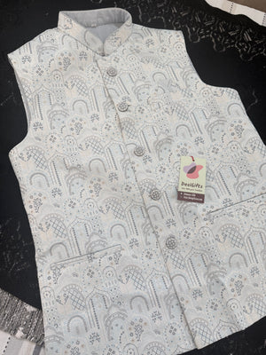 Men’s Designer Jacket – Premium Festive & Wedding Waistcoat, Self Woven Silk Indian Sadri, Stylish Ethnic Jacket, J-2081