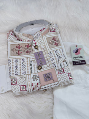 Elegant Men’s 3-Piece Kurta Pajama Set with Embroidered Sequins Jacket, Silk Ethnic Wear for Wedding & Festive, KPJ-2033