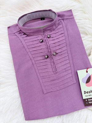Boys Mauve Purple Kurta Pajama Set | Traditional Indian Ethnic Outfit | Ivory Pants | Wedding, Eid & Festive Wear, B-4036