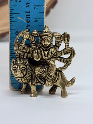 Brass Durga Maa Idol on Lion | 2 inch idol Murti for Home & Office.  GS8 -3044