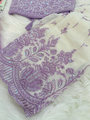 Baby Girls’ Embroidered Lehenga Choli Set in Light Purple Shade, Festive Indian Lehenga Dress, GRL-2092