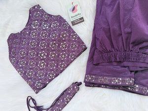 Readymade Saree  in Orchid Purple Shade for Girls with sequins Blouse, Indian Ethnic Outfit, GRL -3028