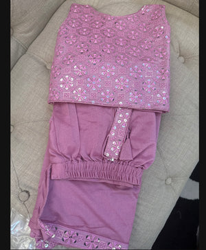 Readymade Saree  in Pastel Pink Shade for Girls with sequins Blouse, Indian Ethnic Outfit, GRL -1899