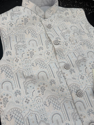 Men’s Designer Jacket – Premium Festive & Wedding Waistcoat, Self Woven Silk Indian Sadri, Stylish Ethnic Jacket, J-2081