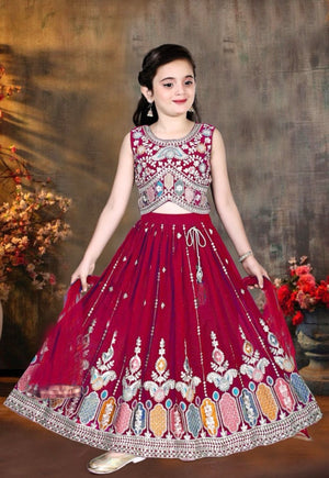 Red Lehenga Choli for Girls – Indian Traditional Festive, Wedding & Celebration Wear, Design GRL - 1987