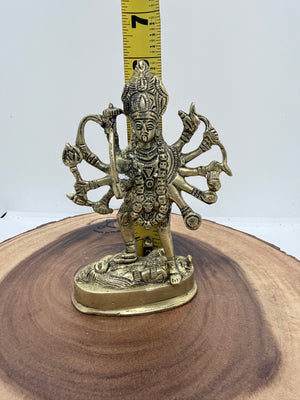Brass idol for Goddess Kali Maa, Fierce Multi‑Armed Goddess Statue Standing on Shiva.  GS- 3037