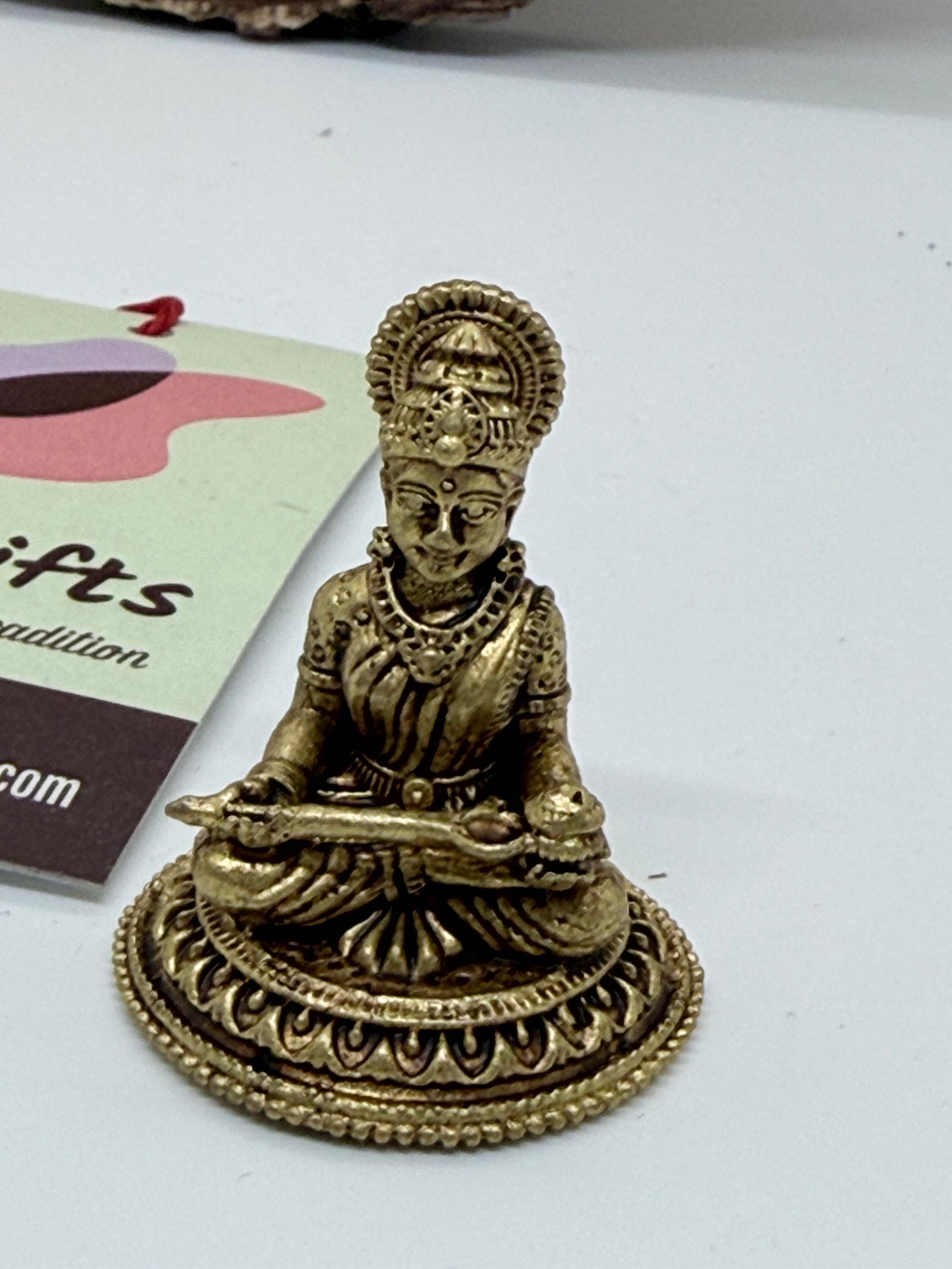 1.5" Brass Maa Annapurna Idol | Handcrafted Miniature Murti of Goddess Annapoorna Devi.  GS8 -3045