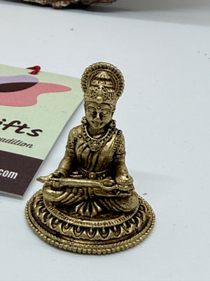 1.5" Brass Maa Annapurna Idol | Handcrafted Miniature Murti of Goddess Annapoorna Devi.  GS8 -3045
