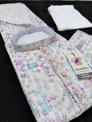 Men’s Multishade Traditional Kurta Pajama Set – Premium Viscose Rayon Embroidery with Print & Sequin Work | Wedding & Party Wear | KPS-2030