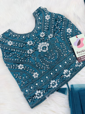 Blue Shade Stone Studded Lehenga Choli for Girls – Indian Traditional Festive, Wedding & Celebration Wear, Design GRL - 1999