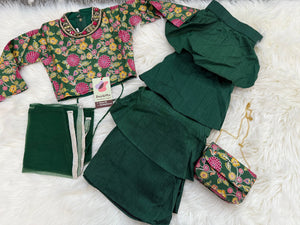 Stylish Green Lehnga Choli, Indian traditional festive outfit for Princess, Girl Design GRL - 1572