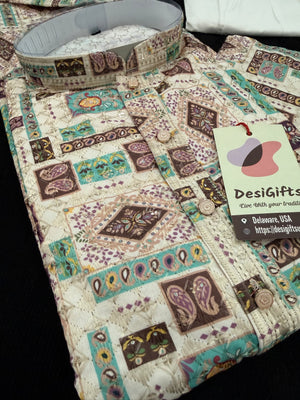 Men’s Multishade Kurta Pajama Set – Premium Viscose Rayon with Embroidery, Printed Design & Sequin Detailing| KPS-2031