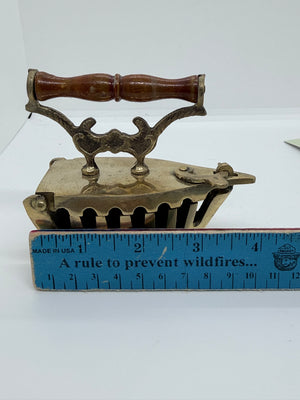 Vintage Brass Coal Iron with Wooden Handle – Decorative Collectible set, Iron - 3038