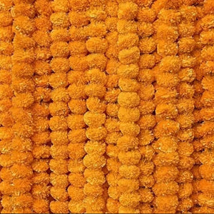 60" Artificial Marigold Flower Strings with or without Bell, Wall hanging Decor, HDR-1105
