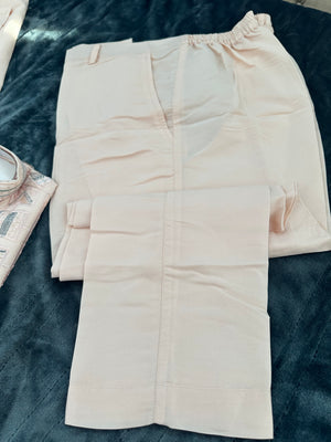 Light Pink Salt Shade 3 Piece Kurta Pajama, Pant Style, with Embroidered Jacket Set-Silk Fabric, TPKP- 1545