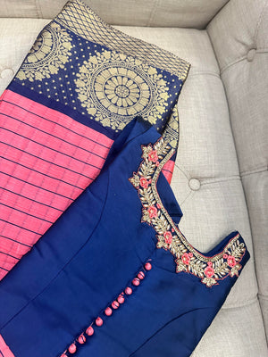 Girl's Designer Blue/Pink Dress, Design GRL #598