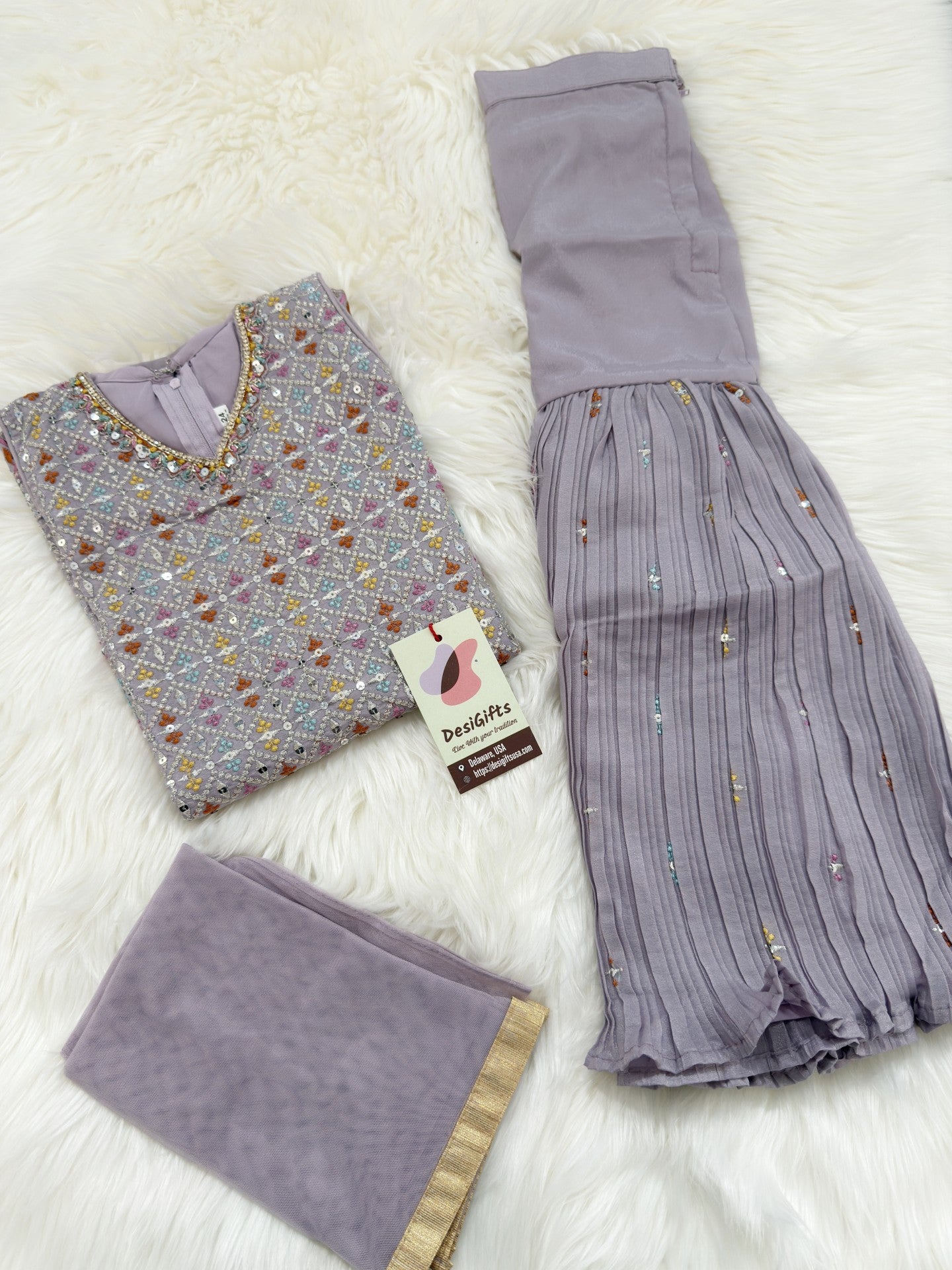 Lavender Purple Palazzo Suit Dress for Girl, Indian Ethnic Outfit, GRL -1850