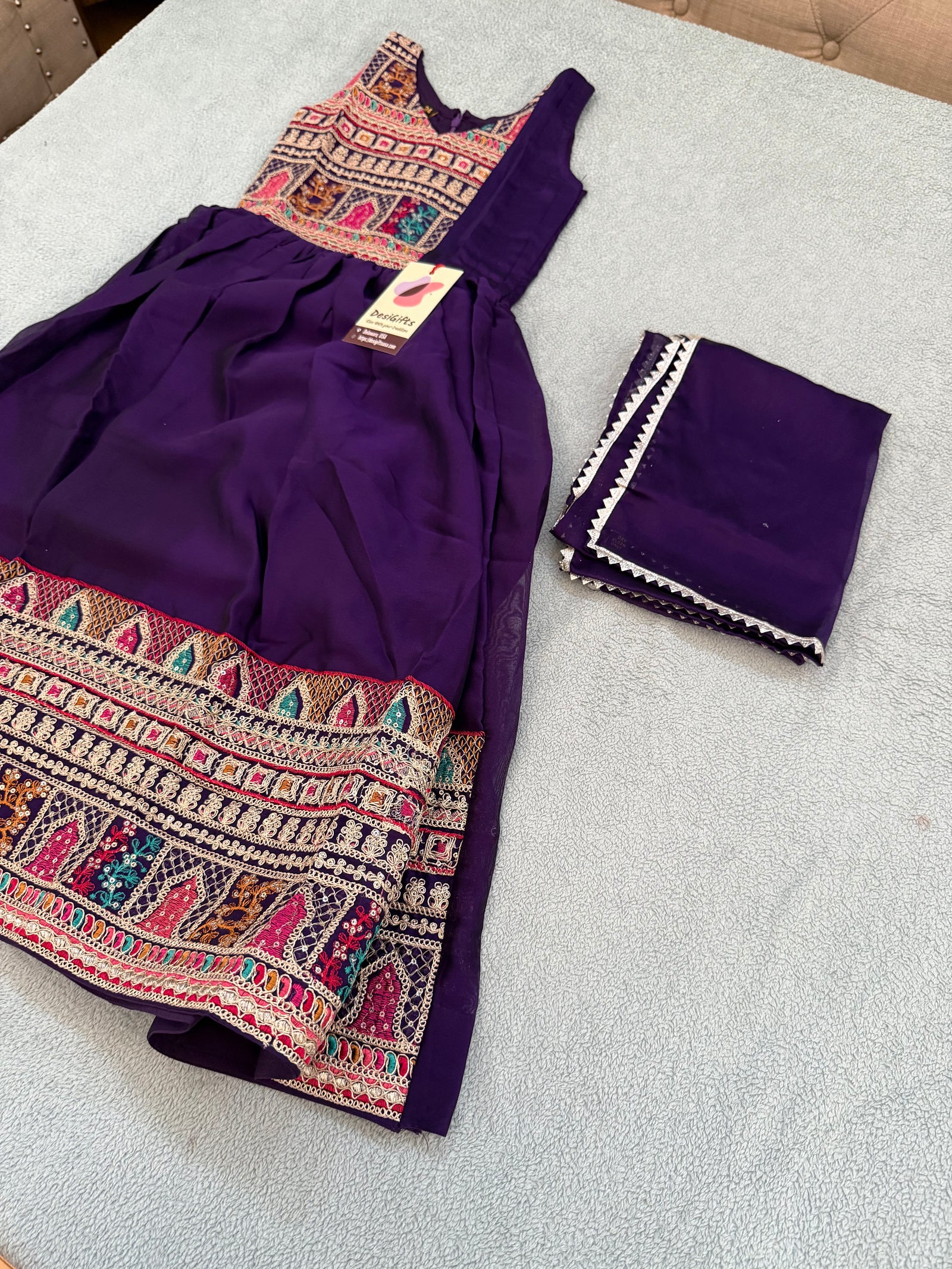 Purple Silk Gown Dress for Girls – Elegant Indian Party Wear, Design  G-1836