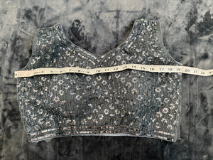 Readymade Pre-Stitched Saree, Ready to wear Sari  in Dark Gray Shade  Indian Ethnic Sari, GRL - 1871