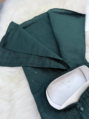 Ethnic Kurta Pajama Set with Classic embroidery on Neck and Front Side, Festival Kurta Pant style Pajama set for Man, KP - 1961