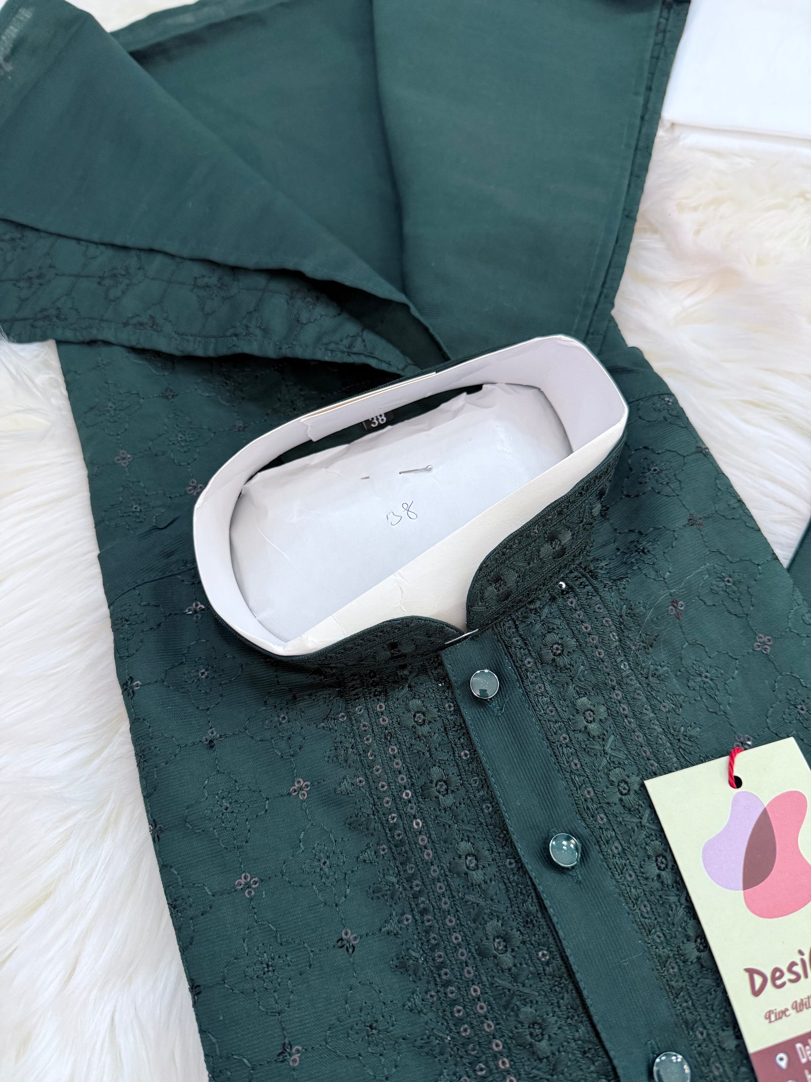 Ethnic Kurta Pajama Set with Classic embroidery on Neck and Front Side, Festival Kurta Pant style Pajama set for Man, KP - 1961