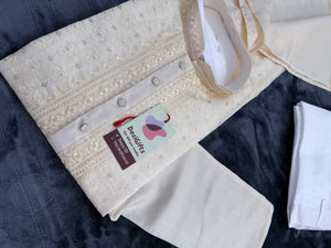 Ethnic Kurta Pajama Set with classic embroidery on Neck and Front Side, Festival Kurta Pant style Pajama set for Man, KP - 1960