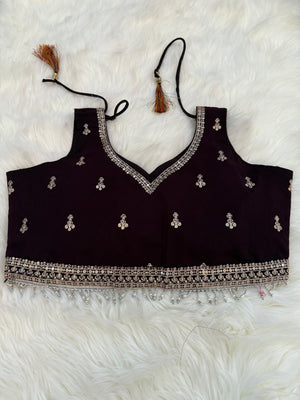 Size XL, Tyrian Purple Heavy Embroidery Georgette  Lehenga Choli 3 Pieces Ethnic Wear for Girls, Design LHG - 1972