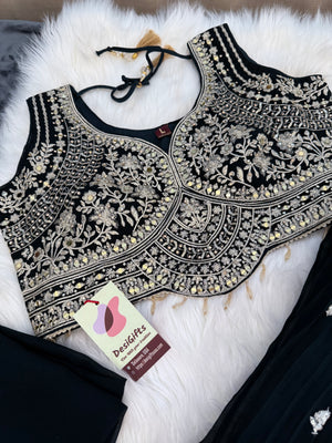 Size L, Dark Green Heavy Embroidery Georgette  Lehenga Choli 3 Pieces Ethnic Wear for Girls, Design LHG - 1973